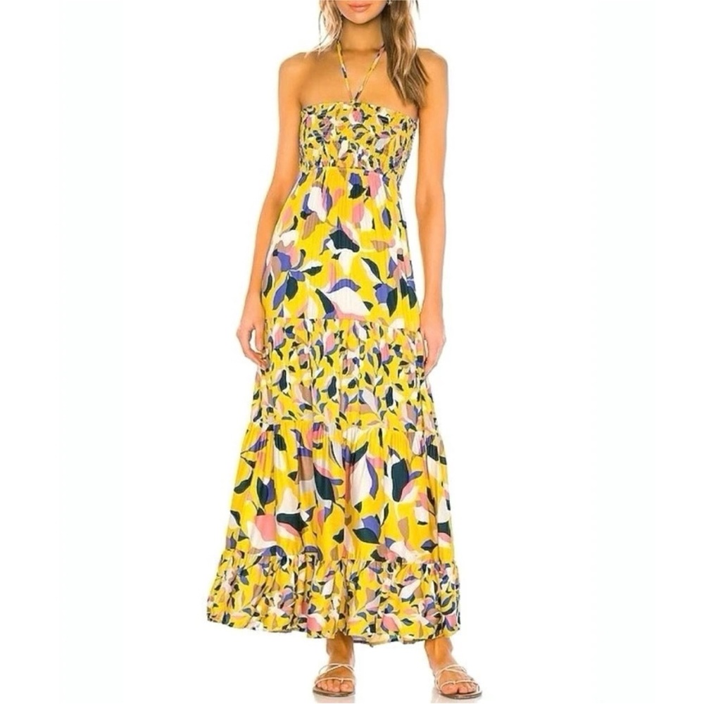 MAAJI Strapless Long Smocked Tiered Maxi Dress Floral Hamilton Bay Print Size M